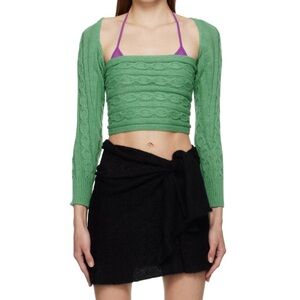 GIMAGUAS Sweater Cable Knit Green Mariona Top Size M